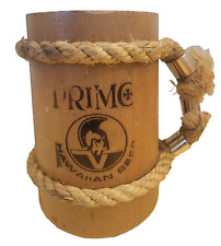 Rare Primo Hawaiian Beer Mug Wooden Vintage 1970s Aloha Tiki Stein Tall Rope B2 picture