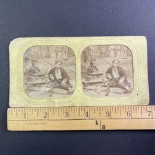 Boys with Hurdy-Gurdy Stereoview French Tissue Hand-Colored c1860s Street Scene picture