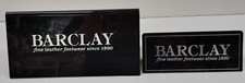 LOT OF 2 VINTAGE ADVERTISING STORE DISPLAY SIGNS FOR BARCLAY SHOES FINE LEATHER picture