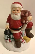 Vintage Santa Claus Teddy Bear Presents Christmas Ceramic Figurine Porcelain picture
