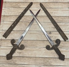 Vintage Toledo Spain Pair of 10 Inch Decorative Miniature Swords with Sheaths picture