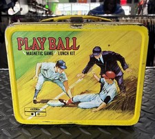 1969 Vtg King Seeley Play Ball Baseball Metal Lunch Box Magnetic Game Sports picture