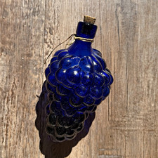 Antique cobalt blue blown glass cluster-of-grapes Italian decanter picture
