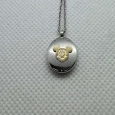 Vintage Disney Mickey Minnie Mouse 14K on Sterling Silver Figural Locket 19” A16 picture