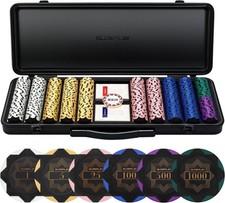 14g Clay Poker Chips Set for Texas Hold'em, 500 PCS, with Numbered Values, Art D picture