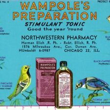 c.1940 Wampole's Preparation Ink Blotter Quack Medicine Tonic Ad Ruler Bird #6 picture