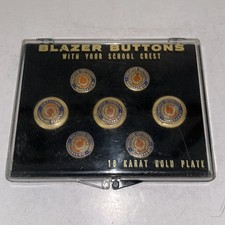 Vintage Syracuse University Shield Blazer Button Gift Box Set 18K Gold Plate picture