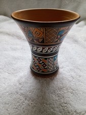 Vintage Peruvian Kero Cup/Vase Cusco Peru Hand-painted Folk Art 4.5