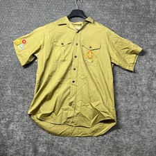 Vintage Boy Scouts Of America BSA Shirt Men;s Olive Khaki Patches Uniform - 16.5 picture