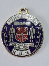 Vintage N.U.M Trade Union Enamel Badge Pendant Yorkshire Miners Association  picture