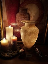 Egyptian Hand-Carved Alabaster Candle Holder, Gift,Patio decor,stone picture