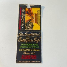 The Enterprise Cafe R. D. Tatman Beaumont TX Vintage Matchbook Cover 4MB112-1 picture