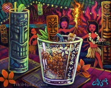 CBjork 8x10 PRINT Hawaiian Island Hut Drinks Sizzling Trader Vic Mai Tai picture
