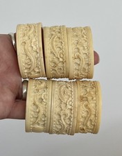Antique Chinese Carved Bovine Horn Napkin Rings ￼ picture