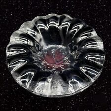 Vintage Fused Art Glass Bowl Ruffled Amethyst Purple Clear Centerpiece 6”Wide picture