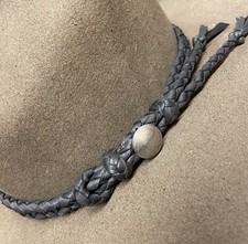 HANDMADE DARK BROWN BRAIDED DEERSKIN LEATHER WESTERN HATBAND BUFFALO NICKEL picture