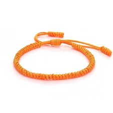 Hand-Knitted Lucky String Bracelet Adjustable Tibetan Buddhist Prayer orange picture