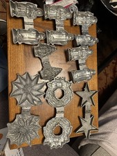 Lot Of 8 Antique Ice Cream Mold Christmas MARKED E&Co NY Santa Wreath Star Tree picture
