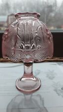 Vintage Pink Floral Pressed Glass Fairy Lamp Candle Holder Made in Taiwan picture