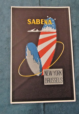 Vintage Sabena Belgian Airways New York Brussels luggage decal/sticker picture