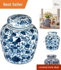 Versatile Small Ceramic Ginger Jar with Floral Design, 6.5