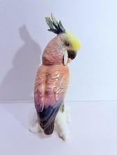 Antique 20s 30s Karl Ens Germany Bird Porcelain Figurine Pink / Yellow Cockatoo picture