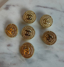 STAMPED lot of 6 Designer Gold Button 20mm picture