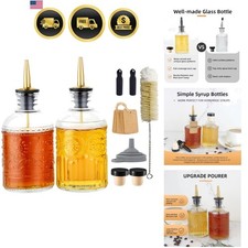Simple Syrup Bottles Set of 2, Glass Coffee Syrup Dispenser Bottles 7 OZ With... picture