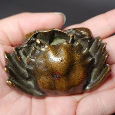 Vintage Articulated Bronze Crab Figurine Sculpture Realistic Marine Sea Life picture
