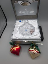 Waterford Crystal Snowflake Wishes 2017 Friendship Ornament & 2 Hearts  picture