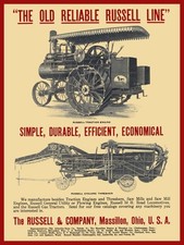 1911 Russel & Co. Massillon OhiO Steam Tractors, Threshers NEW METAL SIGN: 9x12