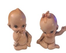 Vintage Pair Of Bisque China Kewpie Babies Cute Figurines 3