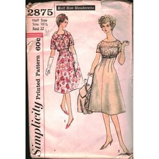 Vintage Simplicity 2875 Sewing Pattern Dress and Jacket Half Size 16.5 Bust 37 picture