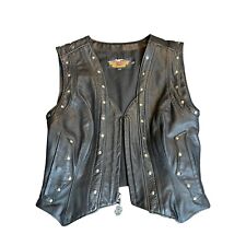 Harley Davidson Classic Vintage SPRINGER Black Leather Vest Women's Medium picture
