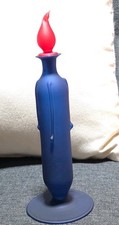 Vintage GIRAFFE Art Glass Cobalt Flaming Candle Perfume Flacon  picture