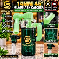 Premium Glass 14mm 45° Glass Ash Catcher🔥Green – Tobacco Use Only 🔥18+ picture
