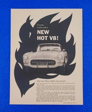 1956 Chevy Corvette New Hot V8 Classic Print Ad - Daytona Record 225-hp Engine picture