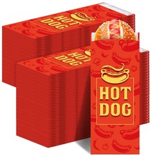Eaasty 300 Pcs Hot Dog Wrappers Red Foil Hot Dog Sleeves Keep Food And Non picture
