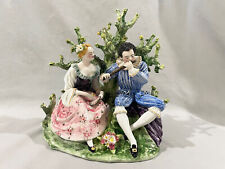 ITALIAN CAPODIMONTE PORCELAIN FIGURINE GROUP - PINK & BLUE - SIGNED picture