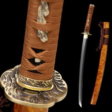 30'' Wakizashi Sword Real Hamon Clay Tempered L6 Steel Full Tang Razor Sharp picture