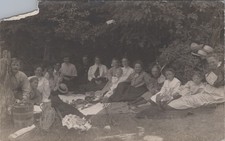 RPPC Family Picnic Group Real Photo Postcard 1908 Montana Norris Smith picture