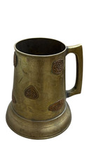 Antique Brass Tankard Mug Engraved Decorative Beer Stein Rustic Collectible Old. picture