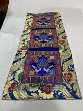 Tibetan Buddhist blue silk brocade endless knot runner/table cover/altar cloth picture