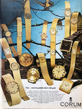 Vintage 1970 Corum Watch original color ad picture