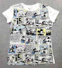 Vintage Disney Shirt Womens L Mickey Mouse Comic Strip All Over Print Graphic picture