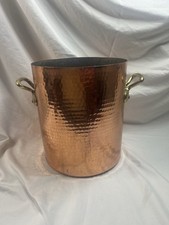 vintage hammered copper stockpot with solid brass side handles 12in X 10.5in picture