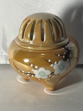 Vtg Tokito Shoten Japanese Lusterware Incense Burner Peach Floral Koro Signed picture