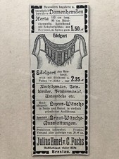 Julius Henel Fuchs, Wroclaw Silesia orig. Advertising 1909, Edelgart Women's Shirts picture