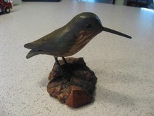 Jim Slack Signed Hand Carved Calliope Hummingbird Wood Carving Figure picture