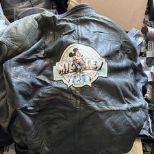 Vintage Mickey Mouse Disney Leather Jacket Sz 42 Faded M Julian Distressed picture